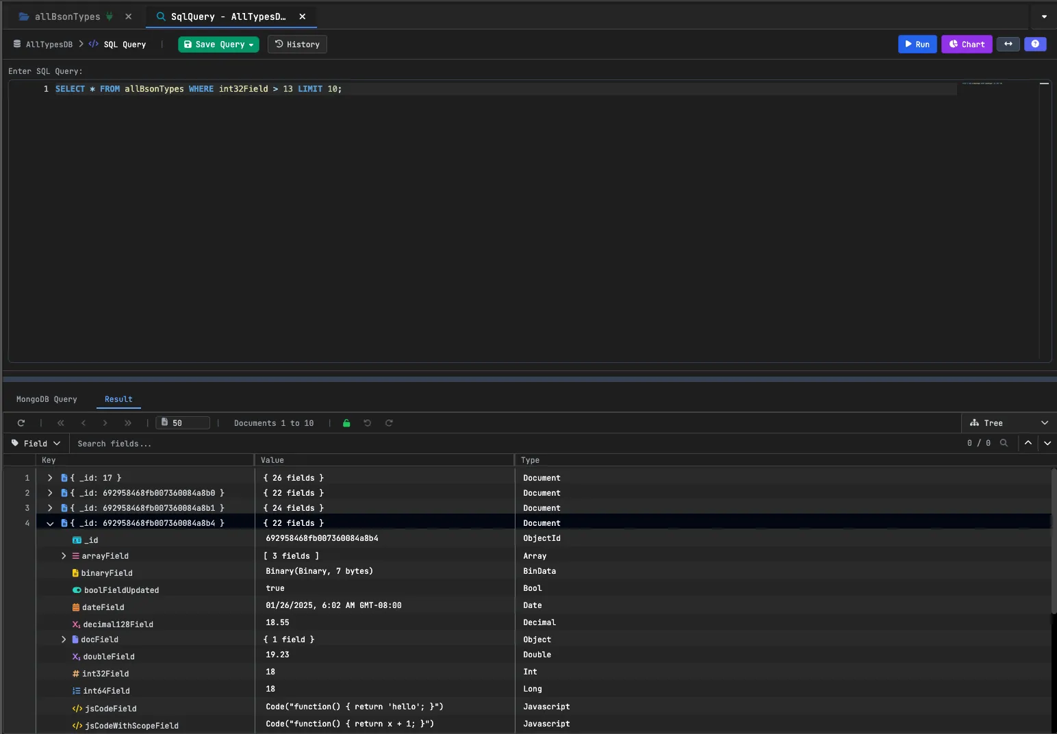 SQL Mode - Query MongoDB using familiar SQL syntax