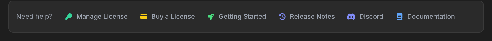 Help resources bar showing icons for Docs, Keys, Videos, and Help