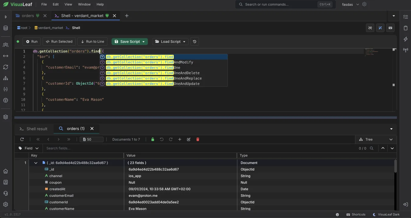 VisuaLeaf Mongo Shell - Manage all your MongoDB connections