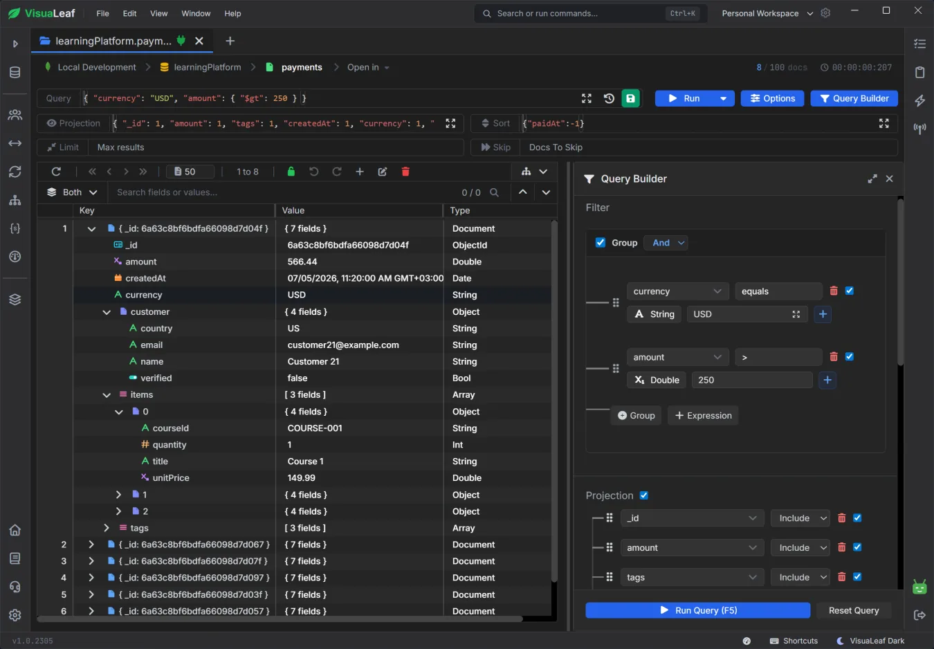 VisuaLeaf Visual MongoDB Query Builder - Build queries without code