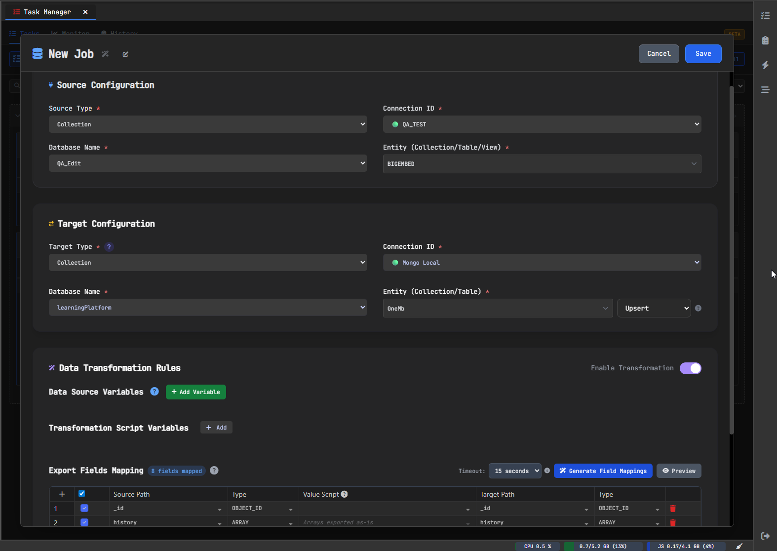 MongoDB task manager for background operations