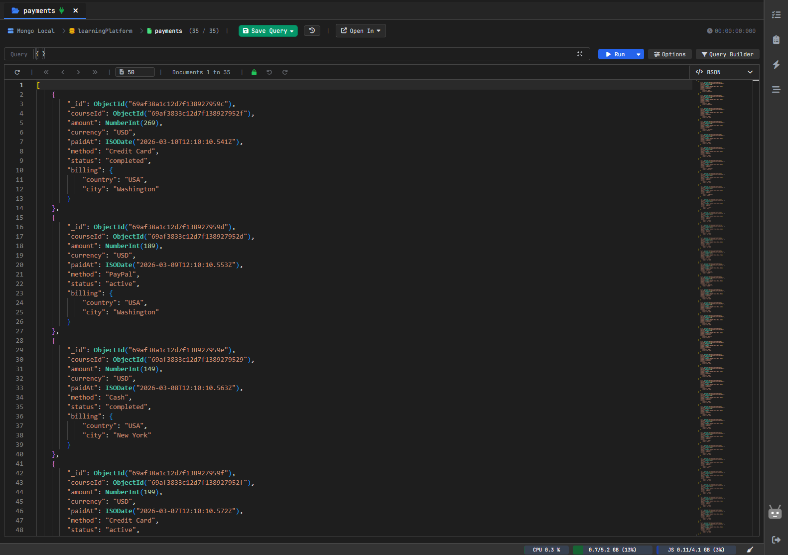 View BSON types clearly in MongoDB results
