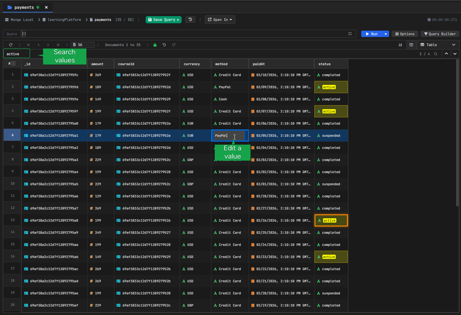 Search values directly in MongoDB results