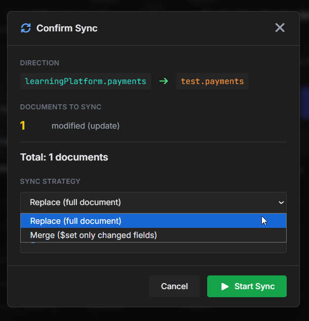 Confirm the Sync Plan before starting the synchronization.