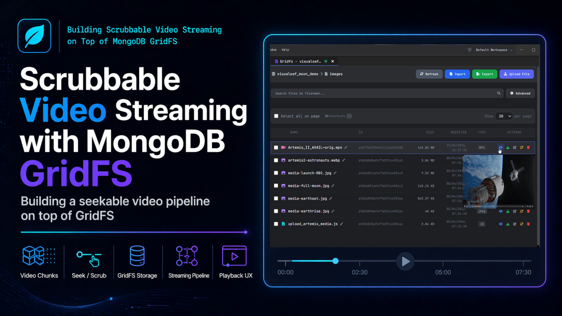 Building Scrubbable Video Streaming on Top of MongoDB GridFS